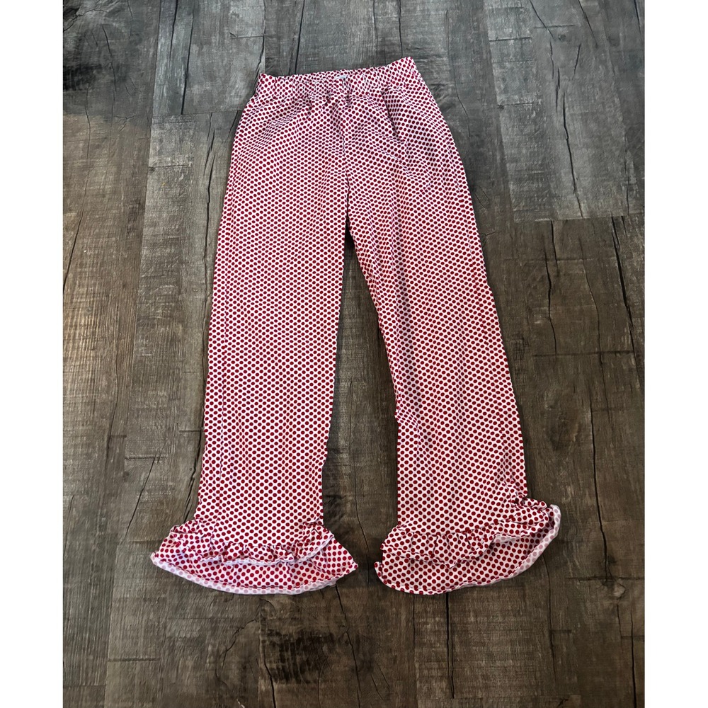 Smock Monkey Polka Dot‎ Ruffled Bell Bottom Pants Girls Size 10